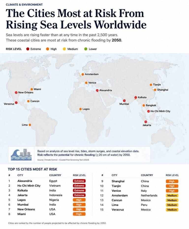 The Cities Most at Risk From Rising Sea Levels Worldwide