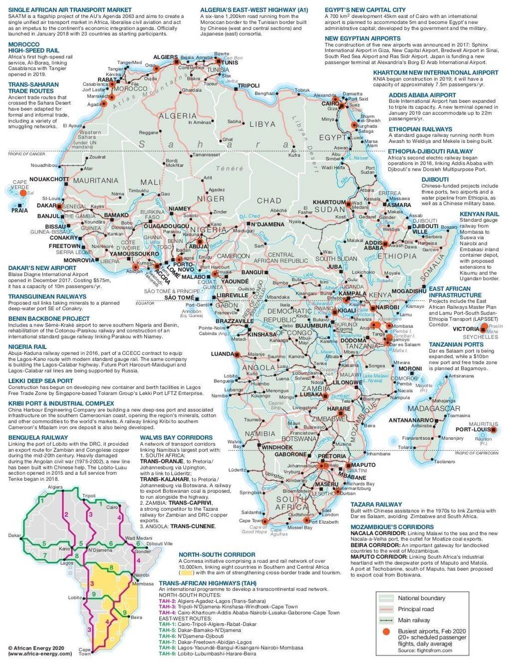 Map of infrastructure across Africa