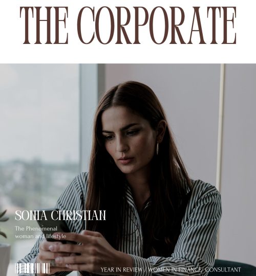 Projects editorial (business) magazine in white brown minimal type driven style